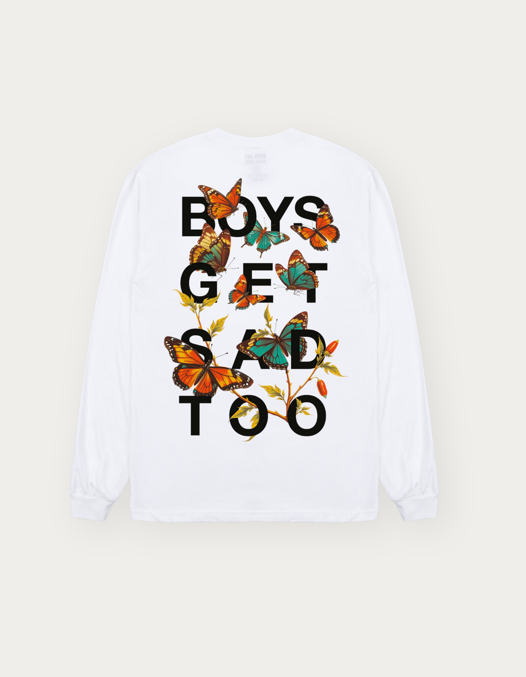 BUTTERFLIES LONG SLEEVE TEE WHITE
