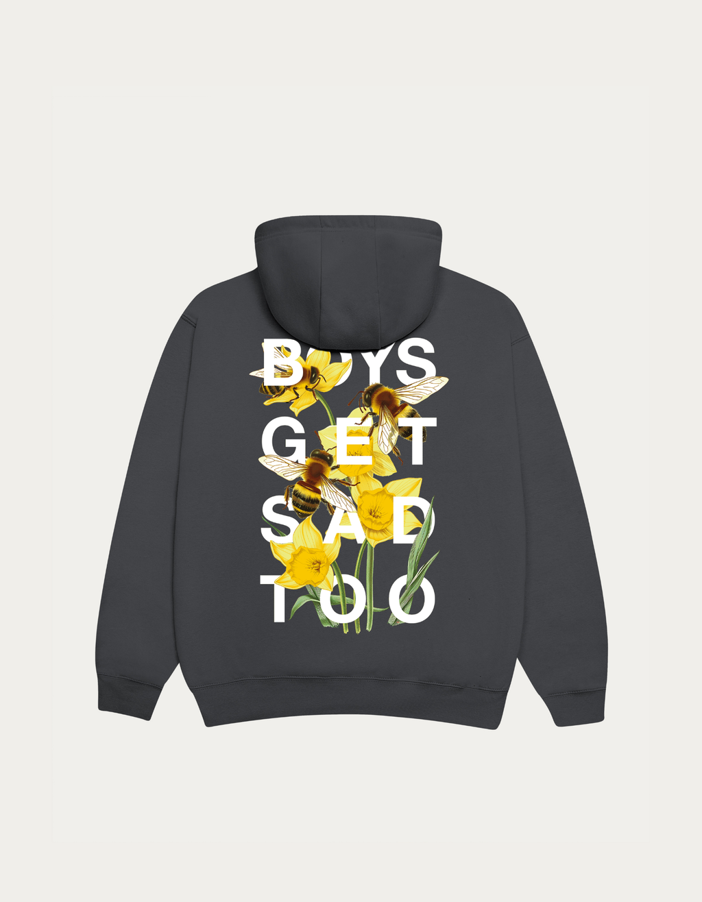 BEES & DAFFODIL HOODY DARK GREY