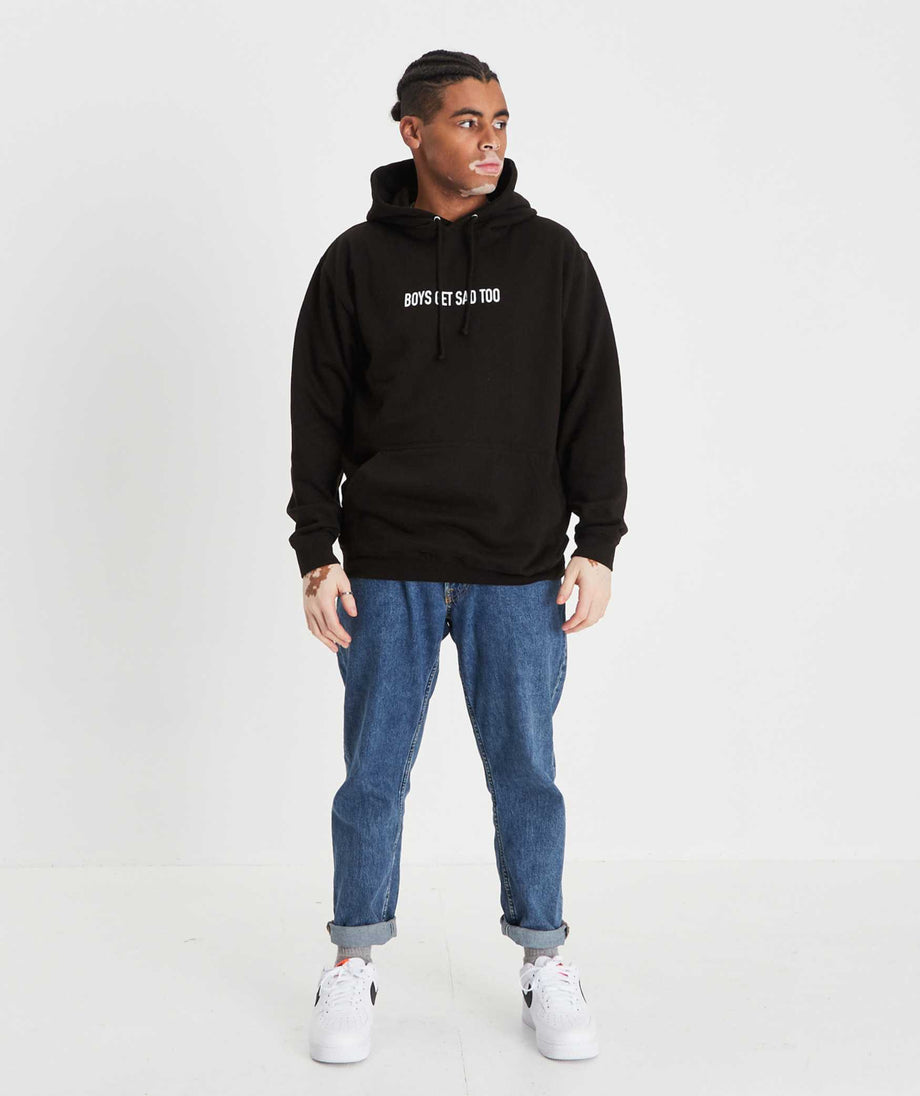 BLOCK LOGO HOODY BLACK – Boys Get Sad Too