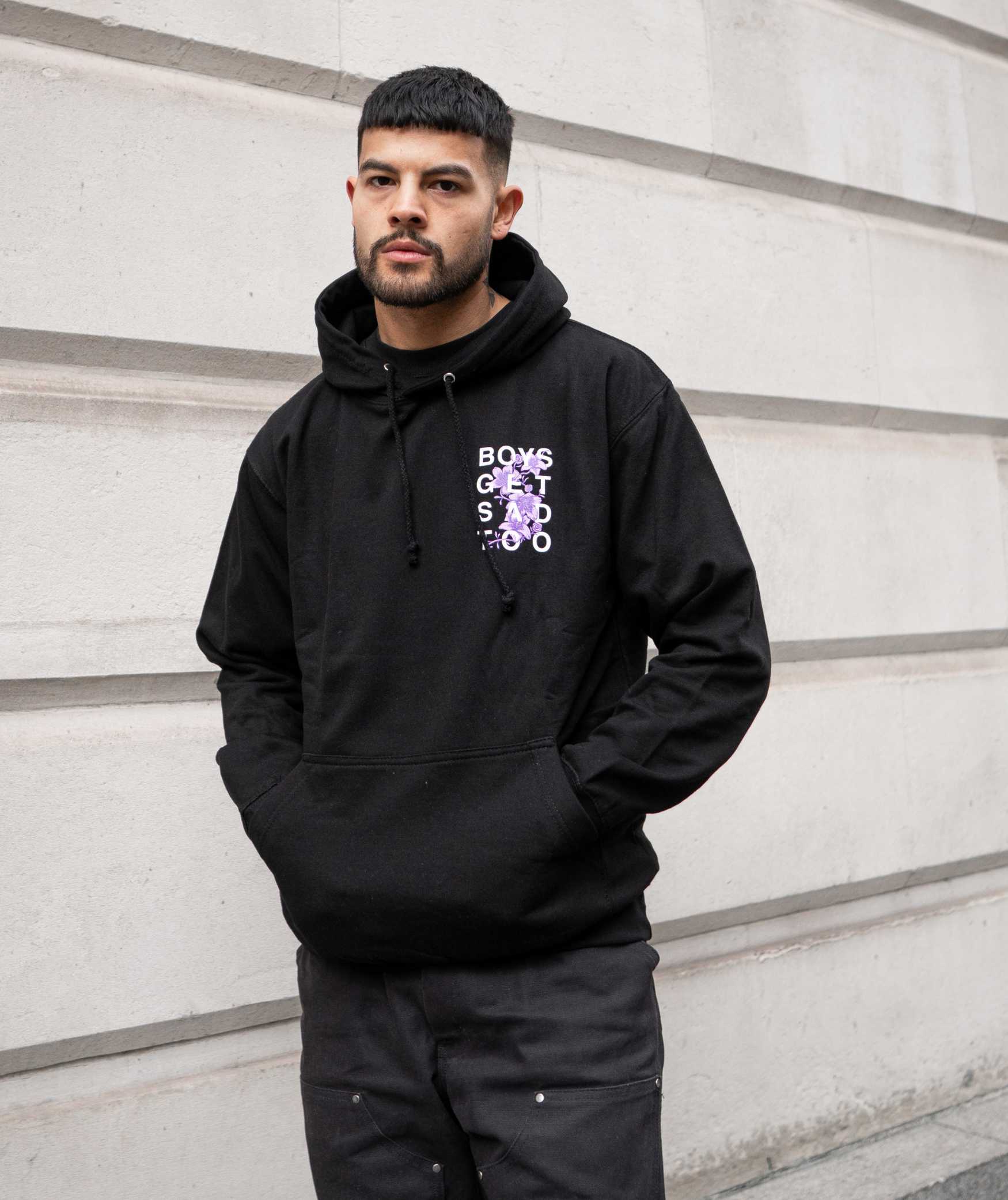 Sad People With Hoodies FLOWER HOODY BLACK – Boys Get Sad Too