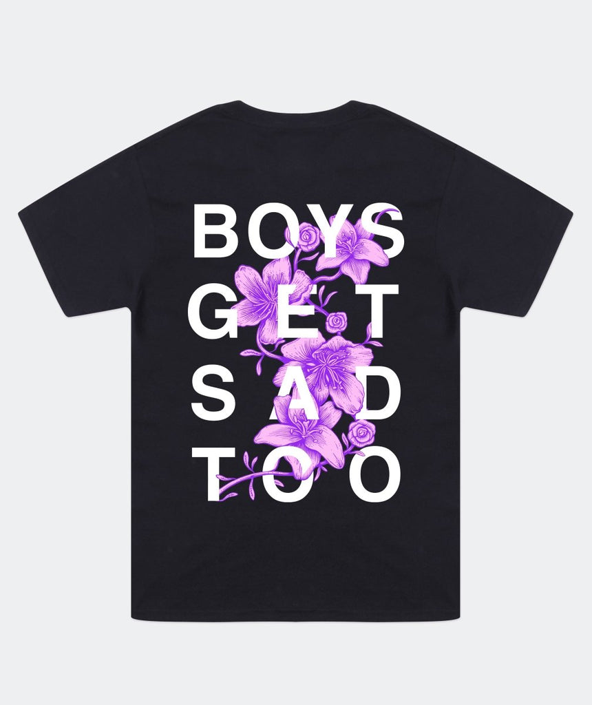 FLOWER TEE BLACK - Boys Get Sad Too